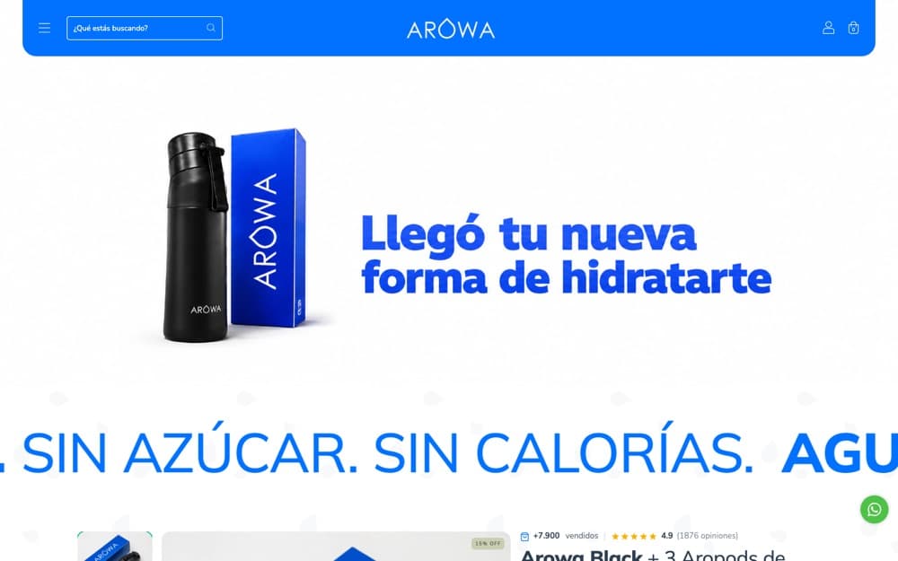 Captura del sitio de Arowa