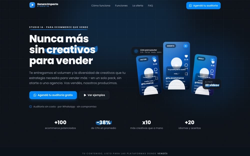 Captura del sitio de Contenido con IA